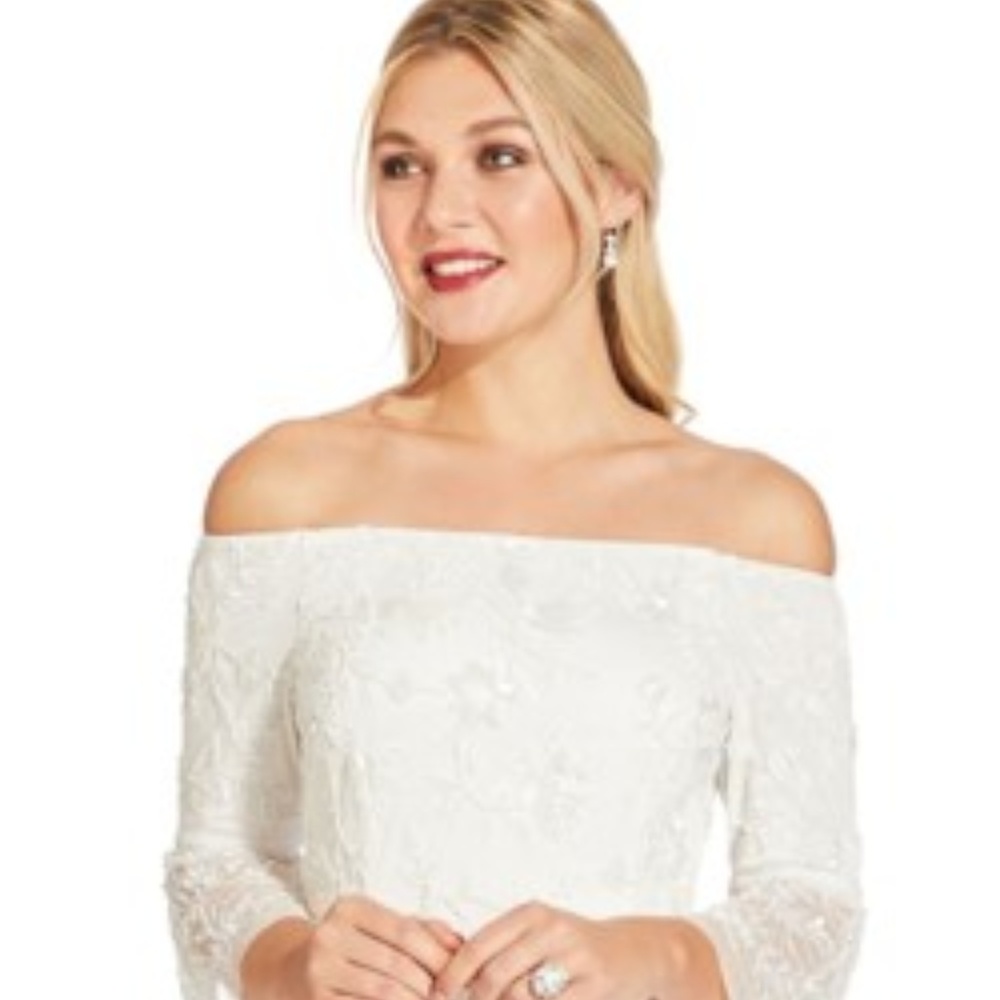 Adrianna Papell Ivory Beaded dress sz 14